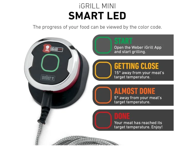 Weber Igrill Mini - Intelligent meat thermometer with Bluetooth including antennae control by smartphone app magnetic holder on the housing space -saving (7220) grill thermometer - igrillsmart