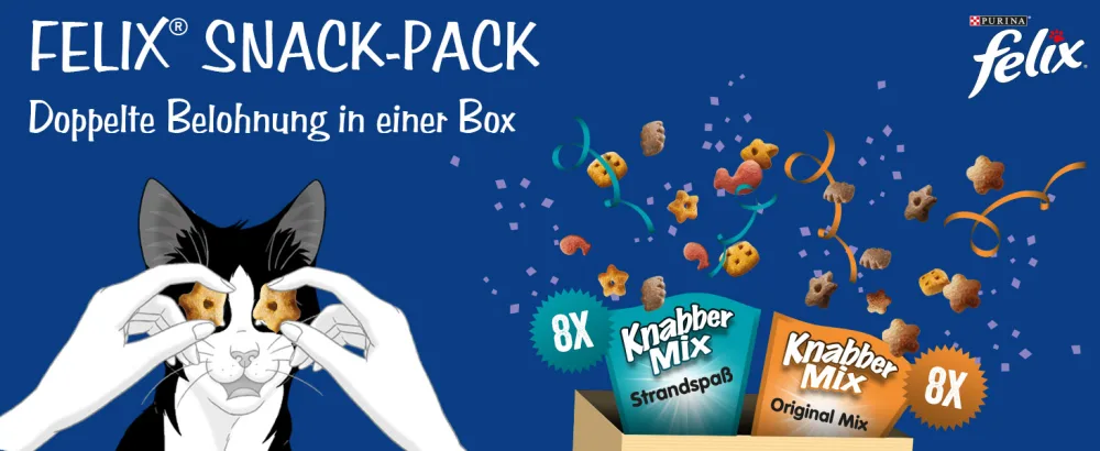 FELIX Nibble Mix Original & Beach Fun cat snack with different varieties Mixtray 2x(8x60g) - FELIX Knabbermix Katzenleckerlis im Vorratspack