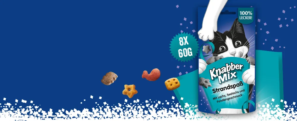 FELIX Nibble Mix Original & Beach Fun cat snack with different varieties Mixtray 2x(8x60g) - FELIX KnabberMix Strandspaß - Katzenleckerlis mit Fischgeschmack