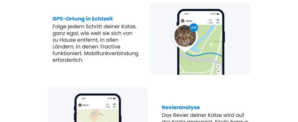 Tractive Cat Mini GPS Tracker for Cats |Market leader |Live location |Position course |Health warnings |Activity tracking |Collar included brown - product information 1