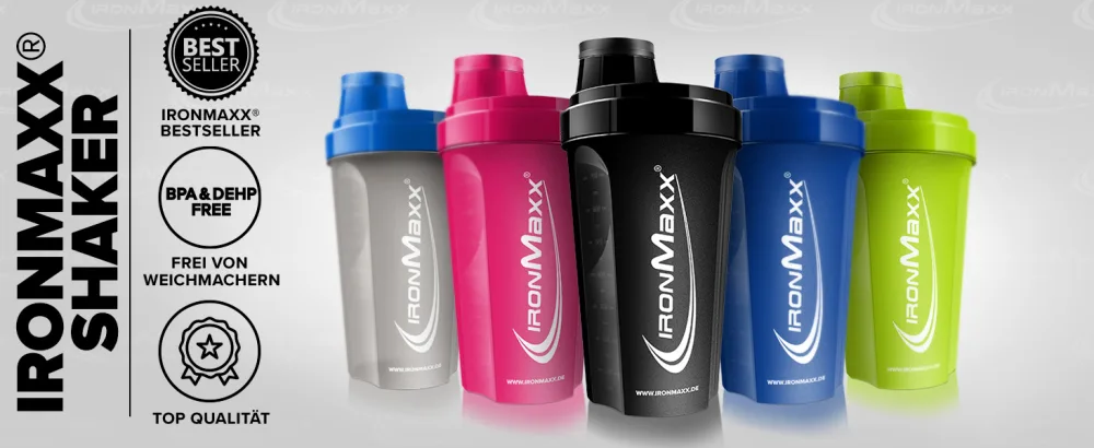 Ironmaxx protein shaker - black 700ml |Protein shaker with rotating clasp sieve & measurement scale |Refrested dishwasher -safe & free of the plasticizer BPA & DEHP - Shaker