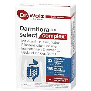 Darmflora plus Select Complex Dr.Wolz - Highly dosed with 23 bacterial strains 160 billion a day flavonoid complex and PB formula 40 capsules - Packshot Darmflora plus select complex