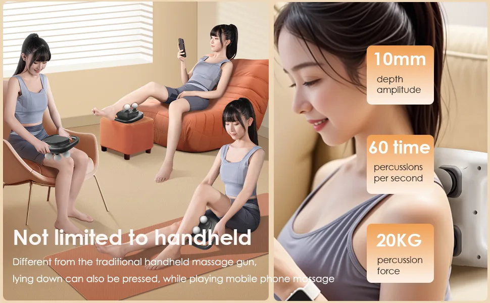 Massage gun hand-held depth tissue back massage percussion massage device with 4 heads 5 corridors adjustable 2 massage modes quiet electrical massage device for back black - Percussion Massage Gun with 4 Heads