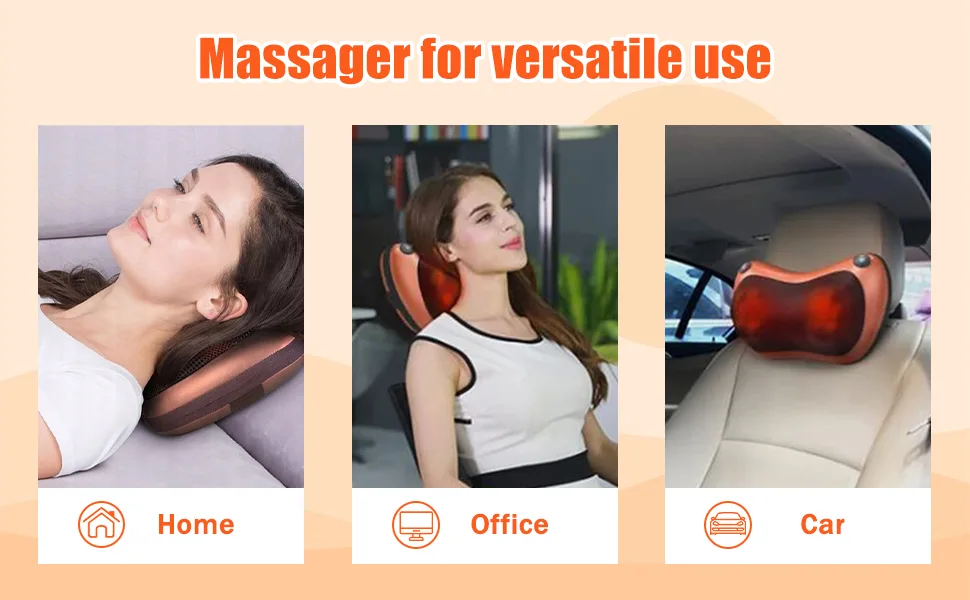Massage device Massage pillow back and neck massage device Shiatsu massager electrical 3 speeds massage pillows with 18 rotating massage heads for home office car - Massagegerät Massagekissen