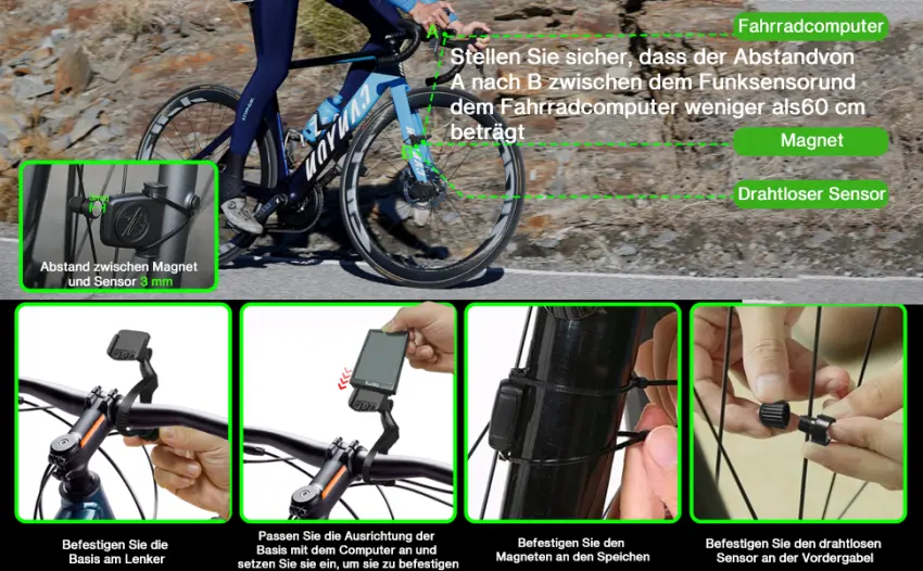 Bicycle computer wirelessly with 31 functions 3.0 inch multifunction bicycle speedometer IP65 waterproof bicycle tacho wireless automatic waking bicycle speedometer mileage meter bicycle axis children - Fahrradcomputer