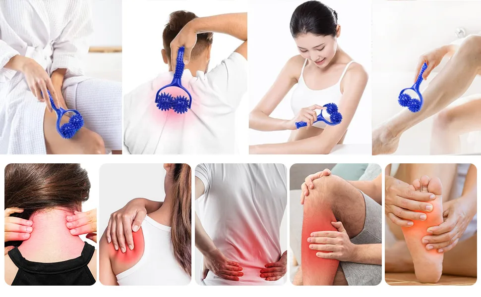 Massage balls Massage Roller massage roller with handle and nubs self -massage roller massager fascia ball for back legs feet hands muscle pain - massage ball massageball massage roller