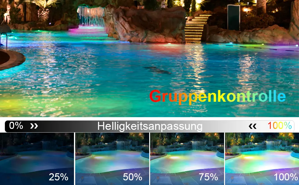 WiFi Intelligence RGB+IC 15W LED POOL LITTIES UNDING LIMITS MUSIC MODUS TIMING Function works with Google Home Assistant/Alexa DC5V IP68 Pool lighting with 5m cable Blue - LED Pool Lichter