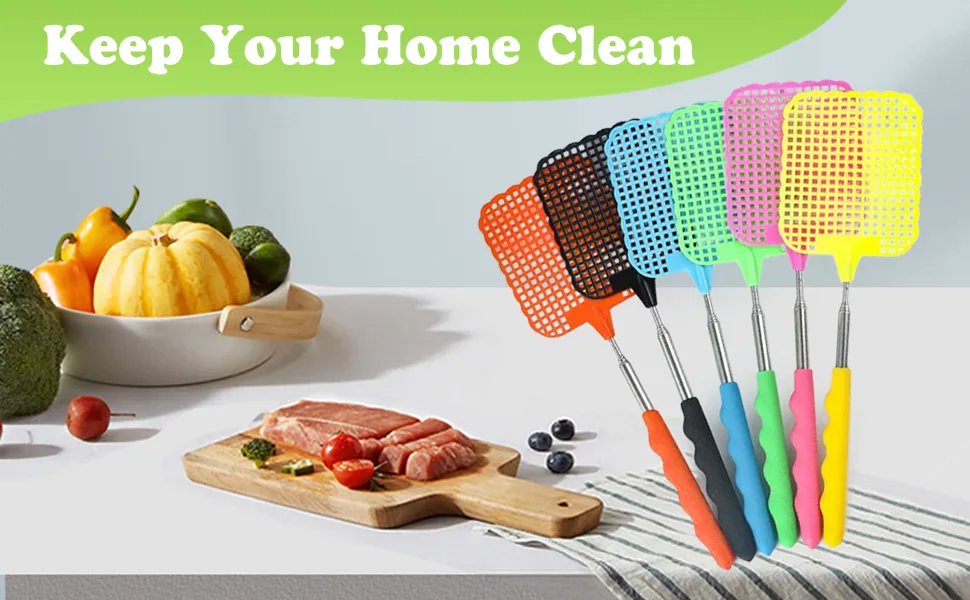 SCBOY 6 Pieces Colorful Mixed Fly Swatter Extendable Plastic Fly Swatter for Flies Mosquitoes and Insects - cangyingpai 6