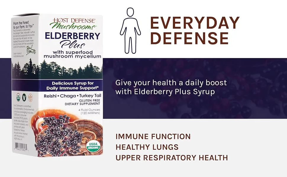 Fungi Perfecti Elderberry Plus Syrup 4 fl oz (120 ml) - Everyday defense