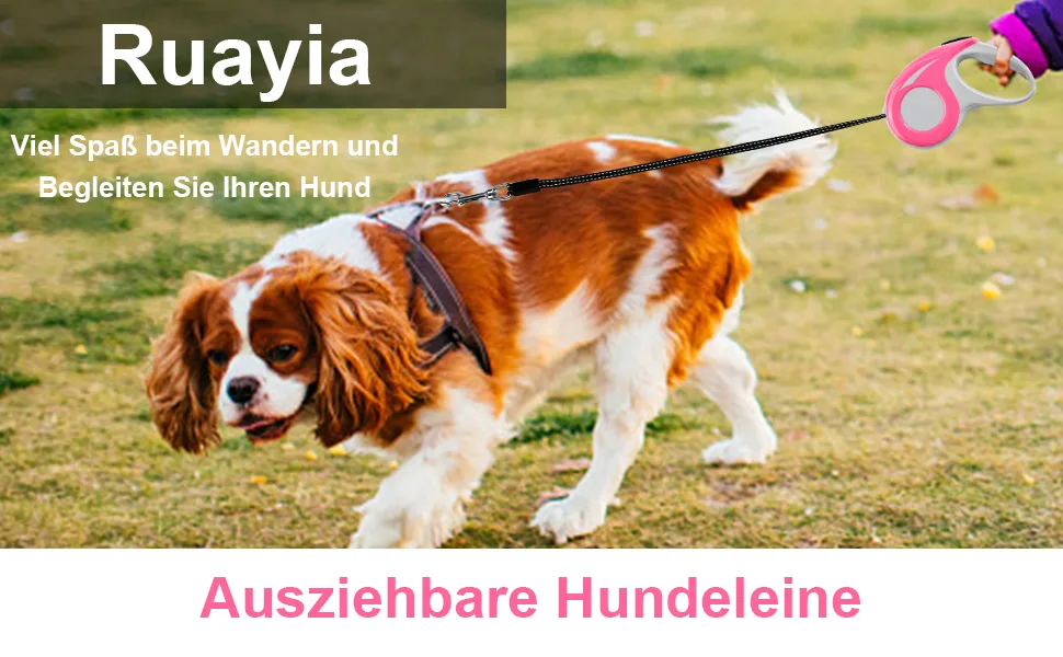 Ruayia New classic pull -out leash for dogs up to 52 kg - ultra -high belt - 360 guide and braking system - 3 m - 3m pink pink - rollleine