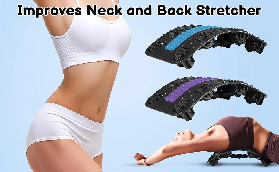 Utensilsto back extensor device backhone back massage device -2024 improves neck and backers for lumbar spine adjustable multi -stage lumbar supports with massage tooth wheels black+purple - Rückenstrecker Gerät