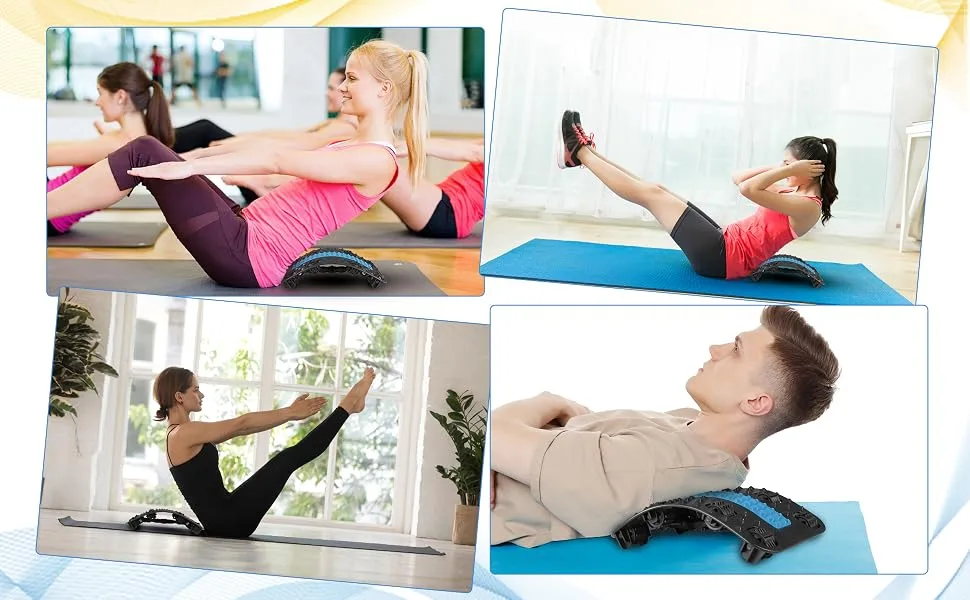 Utensilsto back extensor device backhone back massage device -2024 improves neck and backers for lumbar spine adjustable multi -stage lumbar supports with massage tooth wheels black+purple - Verbessert Nacken und Rückendehner für Lendenwirbelsäule