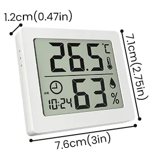 Pitasha Digital Thermo-Hygrometer Raum Thermometer Hygrometer Hygrometer 3.2 inch LCD Display Desktop Thermometer with temperature and moisture display with clock (white) - Thermohygrometer