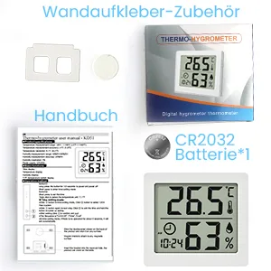 Pitasha Digital Thermo-Hygrometer Raum Thermometer Hygrometer Hygrometer 3.2 inch LCD Display Desktop Thermometer with temperature and moisture display with clock (white) - Thermohygrometer
