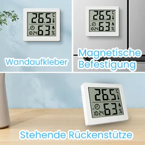 Pitasha Digital Thermo-Hygrometer Raum Thermometer Hygrometer Hygrometer 3.2 inch LCD Display Desktop Thermometer with temperature and moisture display with clock (white) - Thermohygrometer