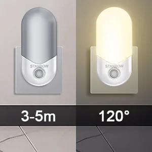 Stanbow 2 night light socket with twilight sensor night light with motion detector LED night lamp children for children's room stairs gear bedroom kitchen bathroom warm white - nachtlicht steckdose kinder