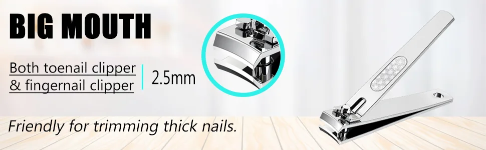 Nail Clipper Set Sturdy Stainless Steel Toenail and Fingernail Clipper Cutter with Sharp Curved Blades Nail Clipper for Men Women (Silver) Silver+ - großes Maul