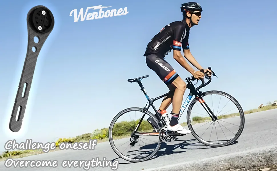 Wenbones integrated bicycle computer bracket made of aluminum alloy bicycle bracket Out Front for Wahoo Garmin Bryton git brackets for action cameras and light black - Neuer Code-Uhrenhalter aus Kohlefaser