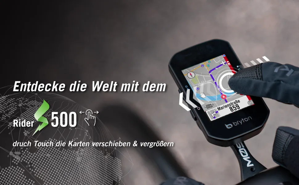 Bryton Rider S500 2.4 "Color touchscreen GPS bicycle computer with offline-EU card and navigation compatible with e-bikes Shimano Steps and Ant+ Lev S500 (Device only) - DES500-3