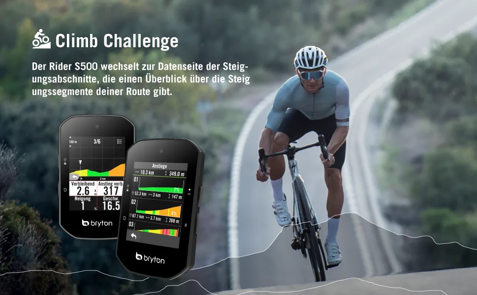 Bryton Rider S500 2.4 "Color touchscreen GPS bicycle computer with offline-EU card and navigation compatible with e-bikes Shimano Steps and Ant+ Lev S500 (Device only) - DES500-6