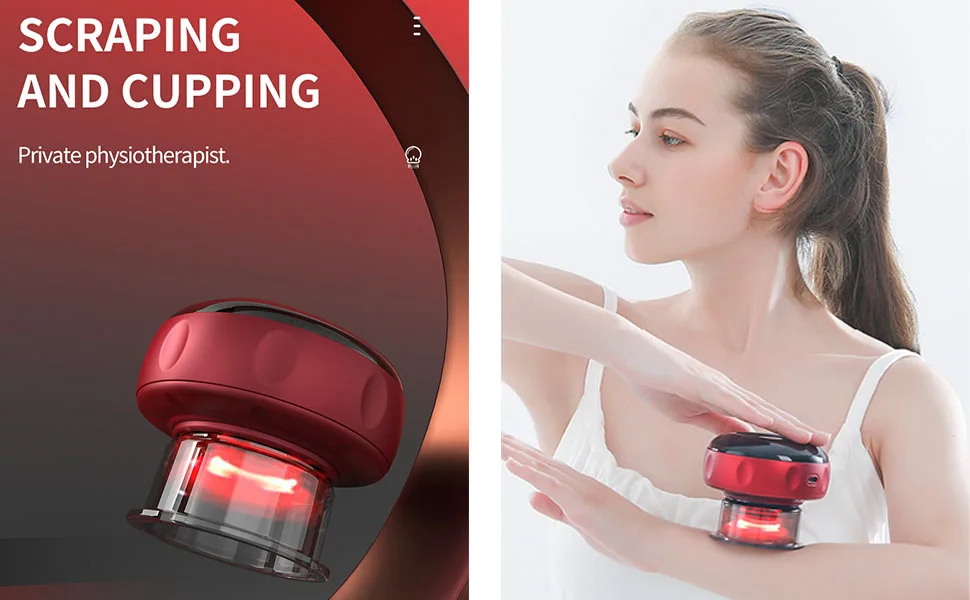 Electrical cupping set smart red light Electrical cupping therapy device with 12 corridors cupping therapy set Electrical cupping massager for the neck red - Smart Rotlicht Elektrisches Schröpftherapie