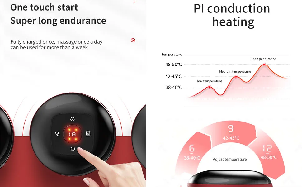 Electrical cupping set smart red light Electrical cupping therapy device with 12 corridors cupping therapy set Electrical cupping massager for the neck red - Smart Rotlicht Elektrisches Schröpftherapie