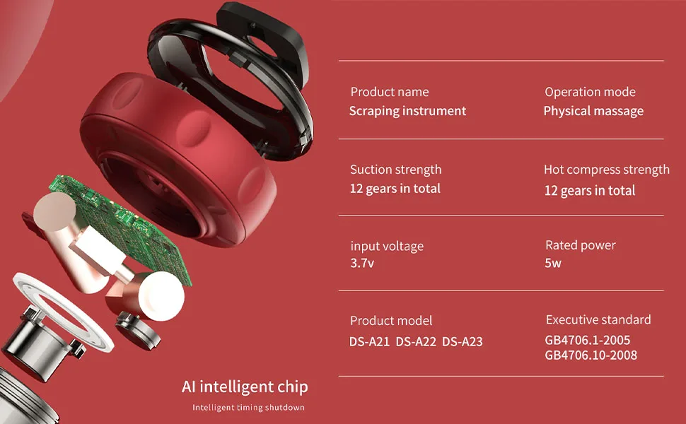 Electrical cupping set smart red light Electrical cupping therapy device with 12 corridors cupping therapy set Electrical cupping massager for the neck red - Smart Rotlicht Elektrisches Schröpftherapie