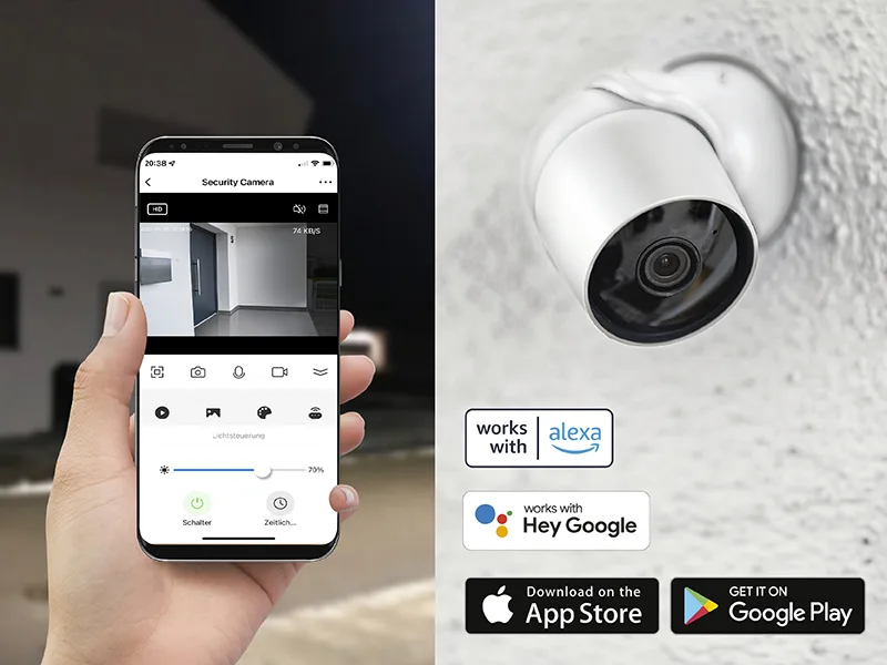 Hama surveillance camera WLAN (WLAN camera for outside outdoor camera with language and app control weatherproof outer camera with motion detector night vision 2-way audio recording 1080p) white - Kamera mit Sprachsteuerung