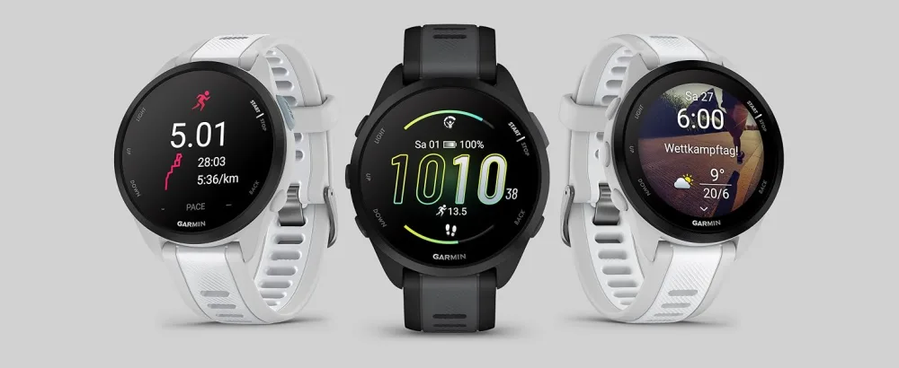Garmin Forerunner 165 light GPS Smartwatch to run with amoled touchscreen training recommendations health data smart functions slate gray - Hotspot