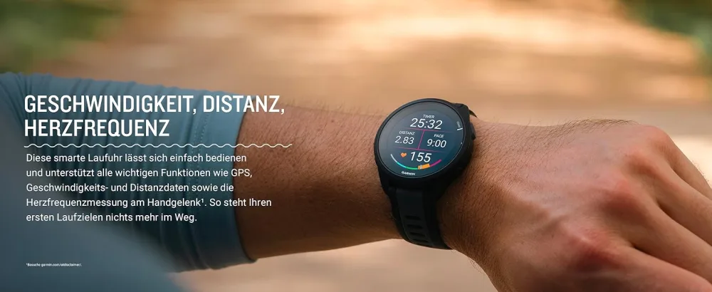Garmin Forerunner 165 light GPS Smartwatch to run with amoled touchscreen training recommendations health data smart functions slate gray - Pace