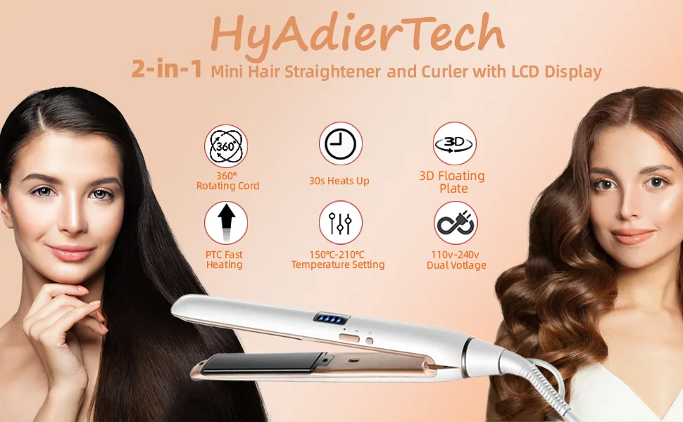 Hyadry smooth iron with ceramic coating smoothing iron hair smoothing with 30s quick heating negative fleet iron LED-EXPEIST-TEIT-TEPENT-TEPRISKISIKE dual voltage automatic switch-off (white) - product information 1
