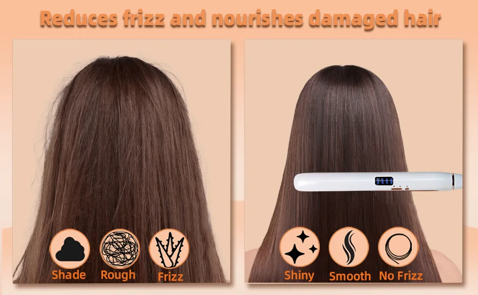 Hyadry smooth iron with ceramic coating smoothing iron hair smoothing with 30s quick heating negative fleet iron LED-EXPEIST-TEIT-TEPENT-TEPRISKISIKE dual voltage automatic switch-off (white) - product information 6
