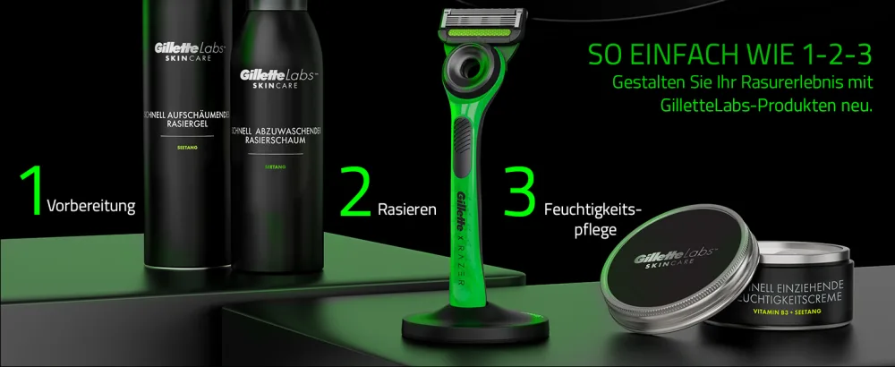Gillette labs razor blades 6 replacement blades for wet razors men and heated razor with cleaning element Razer Limited Edition 6 sound - Text darüber, wie einfach man mit den GilletteLabs-Produkten das Rasurerlebnis veränder