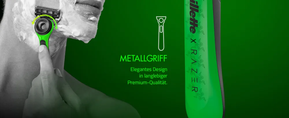 Gillette labs razor blades 6 replacement blades for wet razors men and heated razor with cleaning element Razer Limited Edition 6 sound - Unterer Teil des Metallgriffs im eleganten, langlebigen Design.