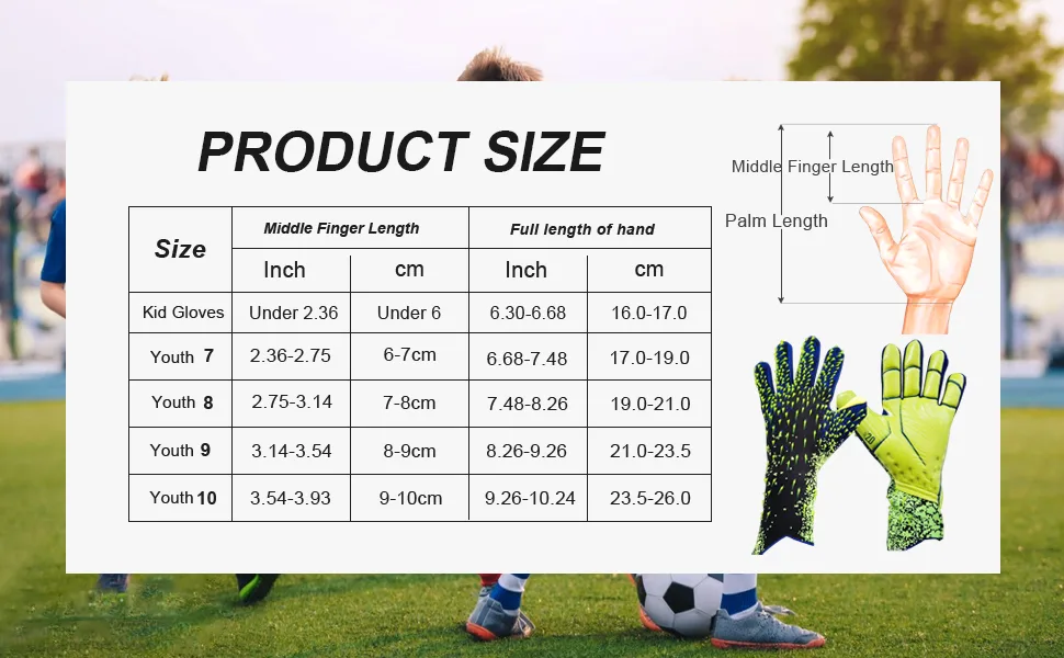 Aaivnmd Goalkeeper Gloves Children Boys Training Gloves Double Protection Strong Grip and Non-Slip 7 Yellow - Über die Größe