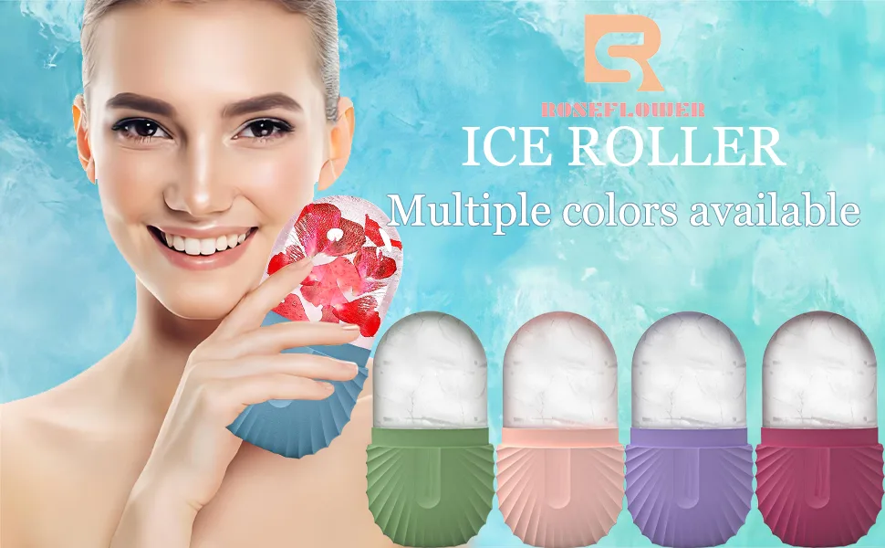 Roseflower Ice Face Roller Ice Roller Face Ice Roller Face Ice Facial Roller Ice Roller For Face and Eyes Silicone Reusable Facial Ice Roller Ice Cube For Face Massage Set-2-85 - product information 1