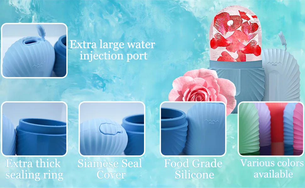 Roseflower Ice Face Roller Ice Roller Face Ice Roller Face Ice Facial Roller Ice Roller For Face and Eyes Silicone Reusable Facial Ice Roller Ice Cube For Face Massage Set-2-85 - product information 2