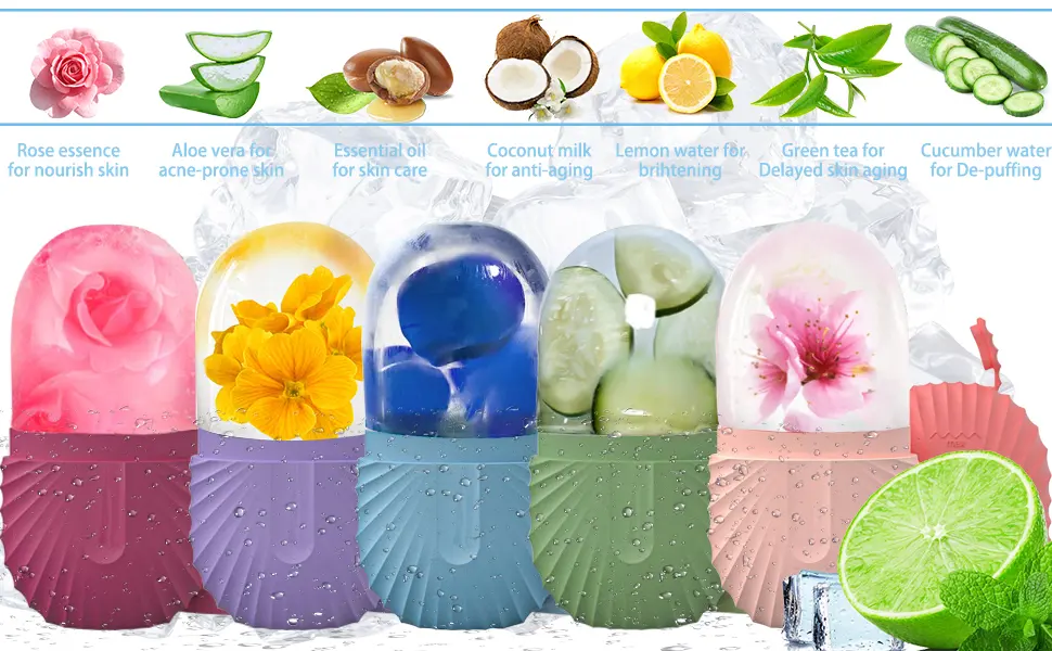 Roseflower Ice Face Roller Ice Roller Face Ice Roller Face Ice Facial Roller Ice Roller For Face and Eyes Silicone Reusable Facial Ice Roller Ice Cube For Face Massage Set-2-85 - product information 6