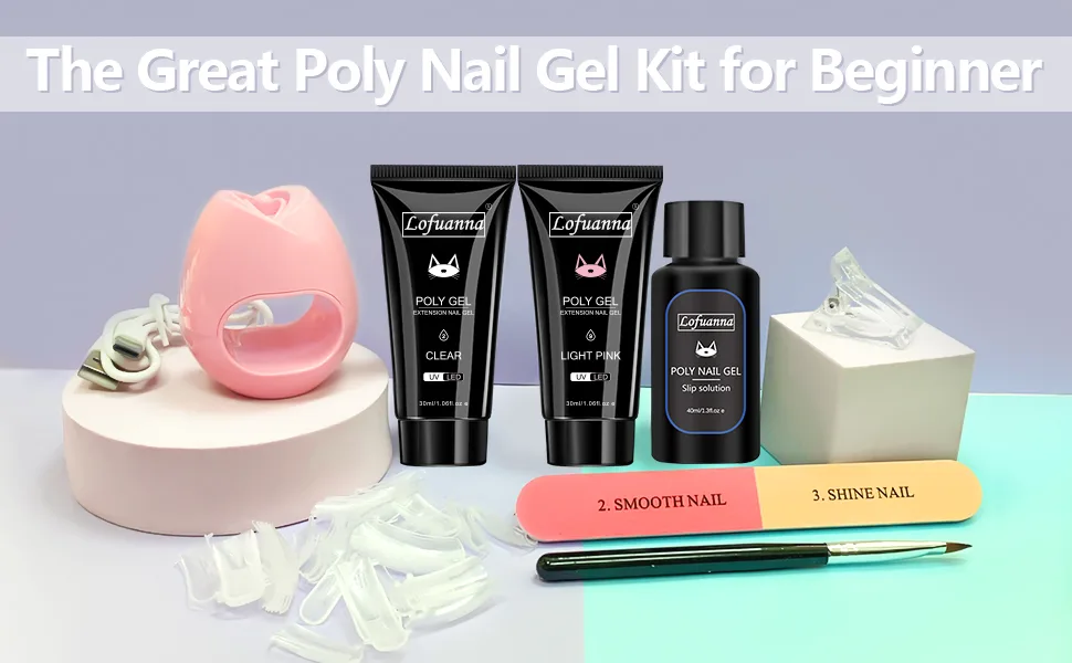 Poly nail gel set poly gel nail kit poly gel starter kit with manicure tools poly nail gel set gel nails make yourself at home kit 2 - 1 Stück