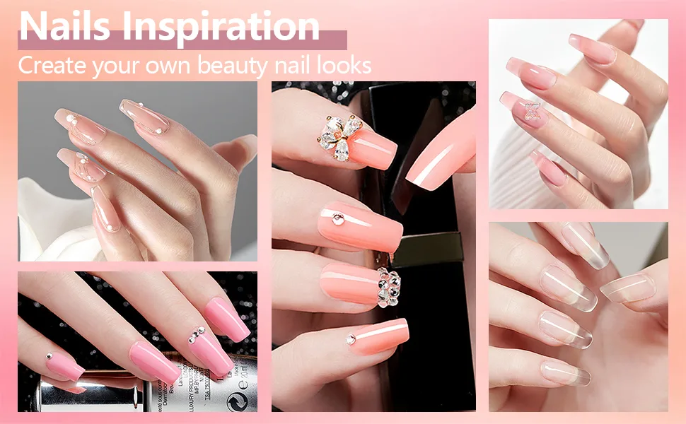 Poly nail gel set poly gel nail kit poly gel starter kit with manicure tools poly nail gel set gel nails make yourself at home kit 2 - product information 5