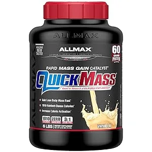 ALLMAX Nutrition Quick Mass Rapid Mass Gain Catalyst Vanilla 6 lbs (2.72 kg) - quickmass vanilla protein powder gain weight