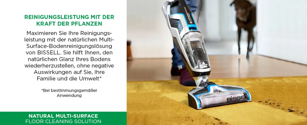 Bissell natural multi-surface floor cleaning solution |Cleaning agent for crosswave spinwave robot & hydrowave |Vegetable ingredients |Safe for pets |2 liters |30961 2L natural multi-surface floor cleaning solution - natural formula