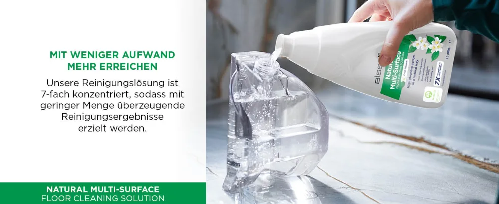 Bissell natural multi-surface floor cleaning solution |Cleaning agent for crosswave spinwave robot & hydrowave |Vegetable ingredients |Safe for pets |2 liters |30961 2L natural multi-surface floor cleaning solution - natural formula