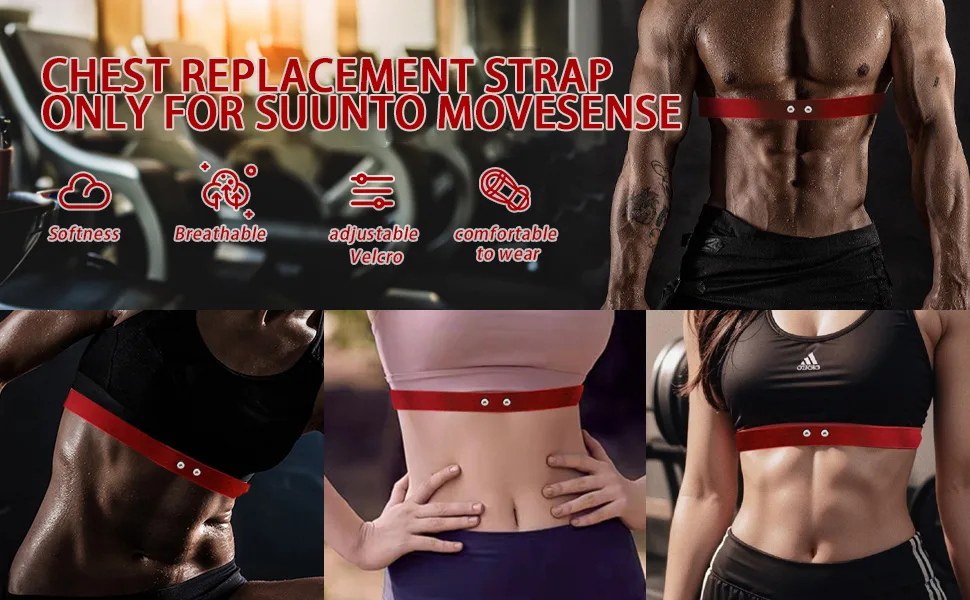FitCent replacement breast belt for heart rate knives compatible with Suunto Movesense adjustable soft and waterproof belt suitable for Suunto - Suunto