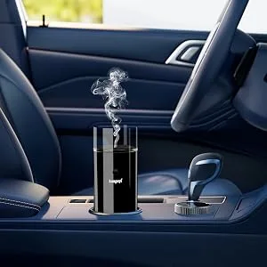 Aroma diffuser wireless ultrasound fragrance oil diffuse with flames effect 3D canter shape fragrance diffuser with 7 colors LED for home office cars yoga diffuser for essential oils (dark black) - Diffusor für ätherische Öle