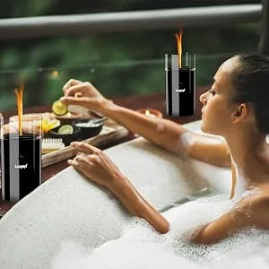 Aroma diffuser wireless ultrasound fragrance oil diffuse with flames effect 3D canter shape fragrance diffuser with 7 colors LED for home office cars yoga diffuser for essential oils (dark black) - Diffusor für ätherische Öle
