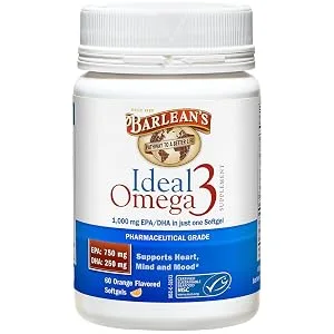 Barlean's Ideal Omega 3 Orange  1000 mg EPA/DHA 60 Softgels - product information 2