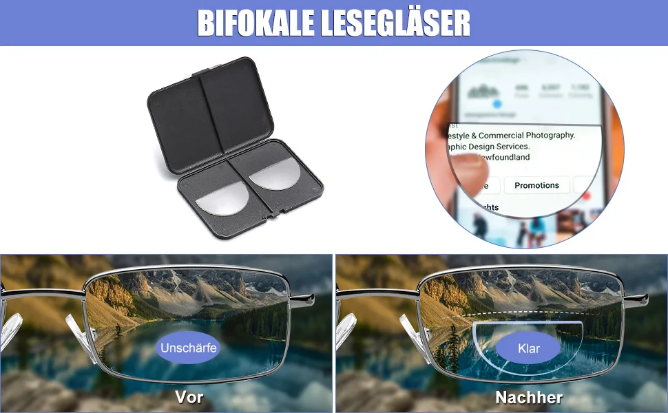 Skyway bifocal reading lens for sticking on clear reading lenses with enlargement function for glasses/sunglasses/ski glasses removable reusable no water required 1*clear 2.5 x - leselinsen zum einkleben