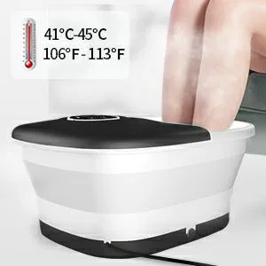 Foot bubble bath with massage and heating function |Foldable foot massager |Remote control |Heat function |Foot reflex zones massage |Timer |Foot bath with 16 Shiatsu rolls (black) - Fußbad Spa