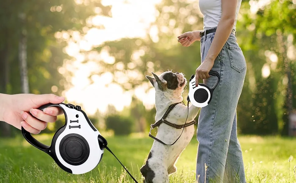 Jostift 5m extendable automatic dog leash high-quality dog leasic extendable 360 tangled-free dog leash with anti-slip handle and stop button flexible roller line white - 5M Ausziehbare Automatische Hundeleine
